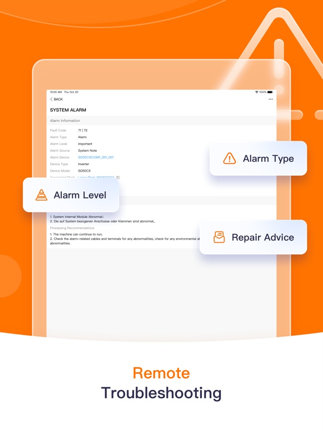 Remote Troubleshooting graphic showing the Sungrow Inverter app